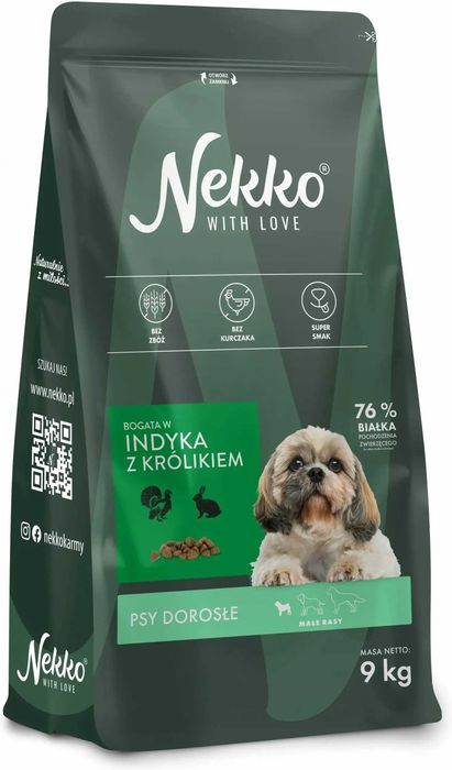 NEKKO Karma Sucha Dla Psa INDYK KRÓLIK małe rasy 9kg