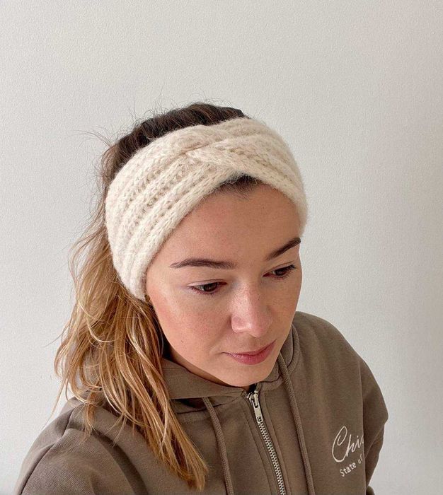 Damska opaska na głowę kremowa