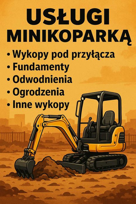 Usługi minikoparką, Prace Ziemne, Wykopy, Przyłącza