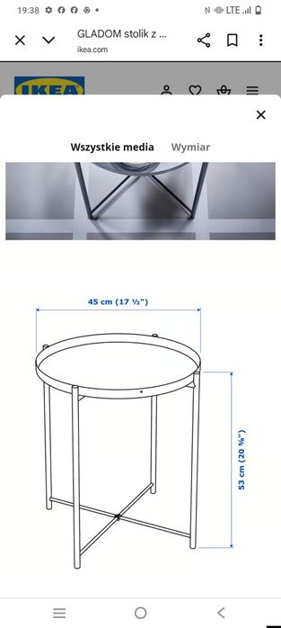 Stolik biały metalowy IKEA