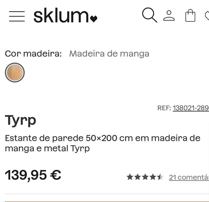 Vendo estante de parede da sklum