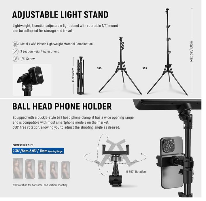 Zestaw oświetlenia wideo LED dwukolorowego NEEWER BASICS BP300