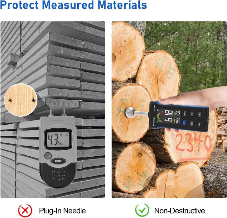 Miernik wilgotności Betonu Drewna Ścian HoldPeak HP-5000T