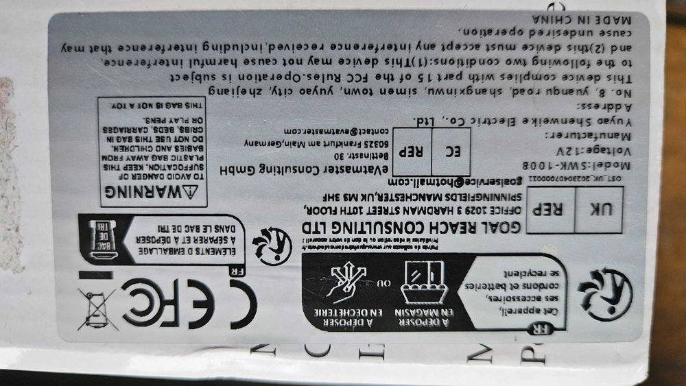 Aquecedor desembaciador 12V, ficha de isqueiro.