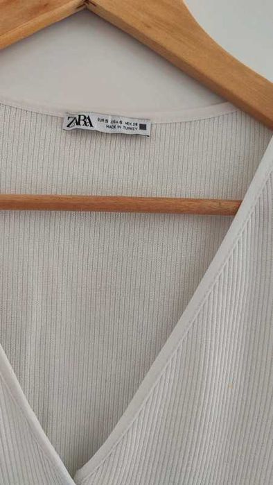 Camisola manga curta canelada Zara S 49% viscose