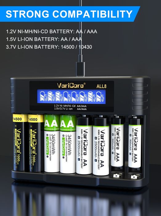 Зарядний пристрій Varicore  ALL8 - тип AA/AAA, Ni-Cd, Ni-Mh, Li-on
