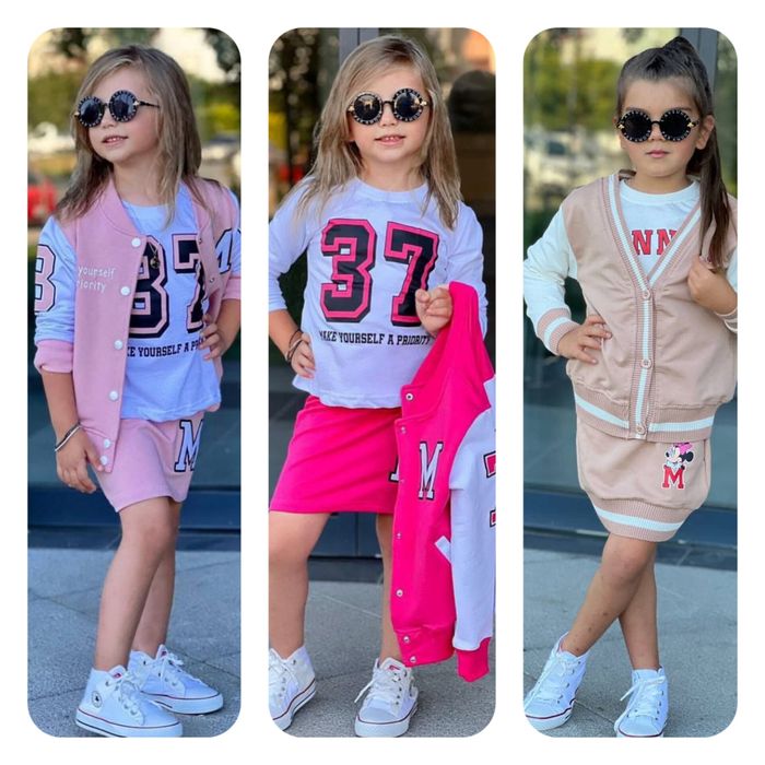 Komplet dla dziewczynki Bomberka Spódniczka Różowa dresowy