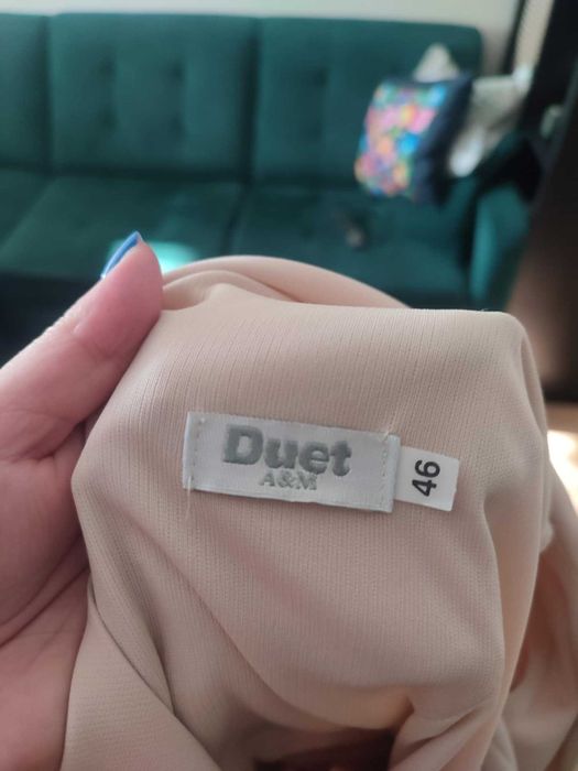 Duet Luna rozkloszowana sukienka midi beżowa xl (46)