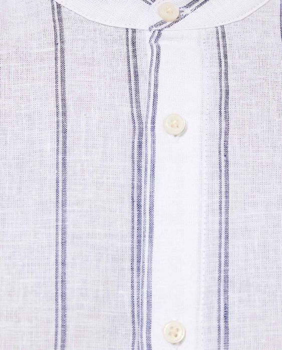 Льняная белая рубашка ворот стойка Zara лён коттон
