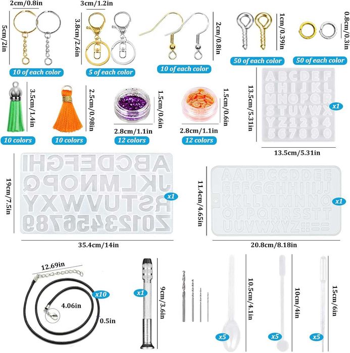 3 molde de silicone com alfabeto e números, resina epóxi com letras