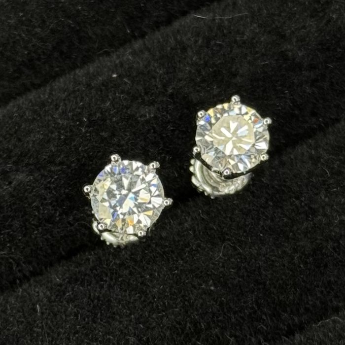Сережки з муассанітами 1, 2 та 4 ct