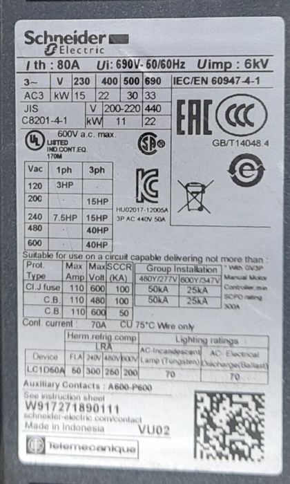 Контактор Шнайдер LCD50AM.7AP, LC1D25F7, КМИ 49512