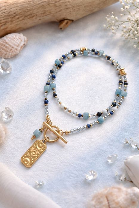 Naszyjnik z kamieni naturalnych błekitny