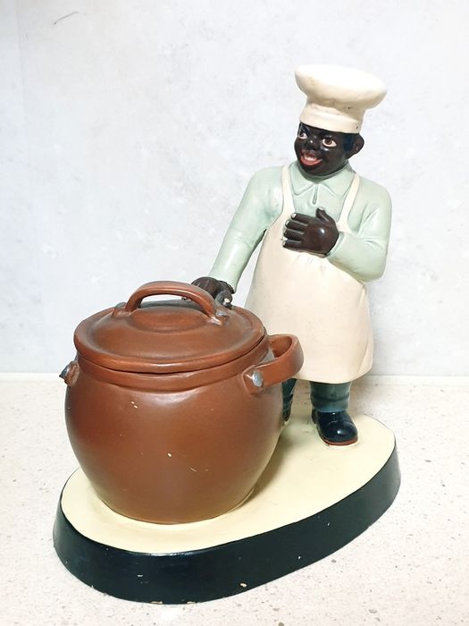 Raro antigo pote de tabaco figurativo em cerâmica
