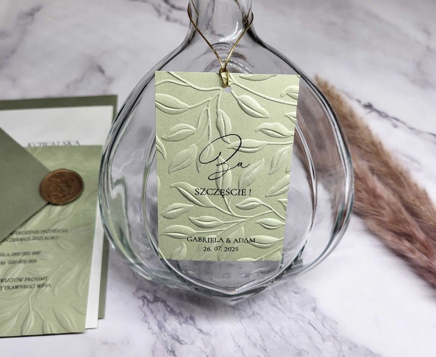 Zaproszenia z tłoczeniem, botaniczne ,liście