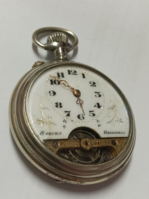 Relógio de bolso vintage Hebdomas 8 Jours