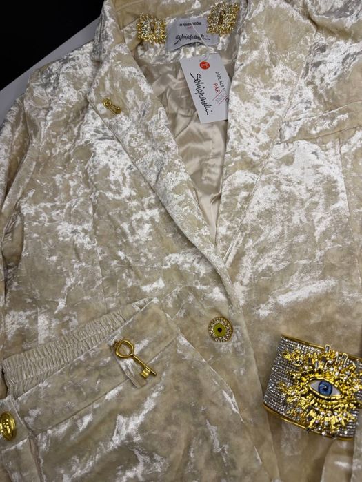 Костюм брючний велюровий Schiaparelli преміум комплект піджак штани