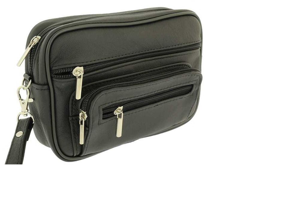 Męska skórzana saszetka do ręki Polski producent skóra 100% czarna