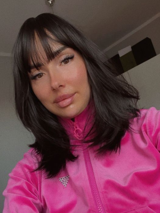 Peruka ciemny brąz czekoladowy chłodny nowe włosy grzywka cieniowane