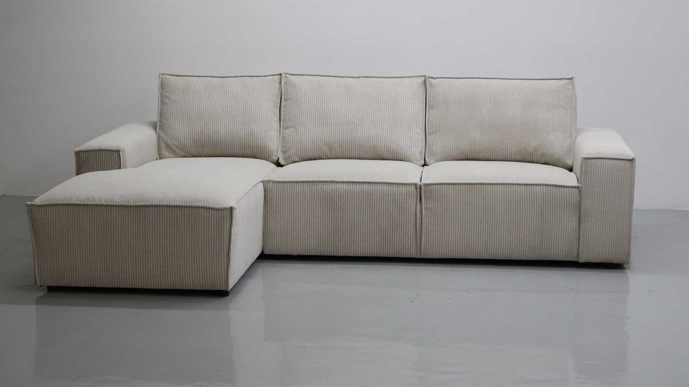 TPB Narożnik kanapa rogówka sofa Poduszki Salon Tkanina Poso jasny beż