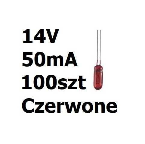 Żarówka miniaturowa czerwona 3x7mm 14V 50mA 100szt