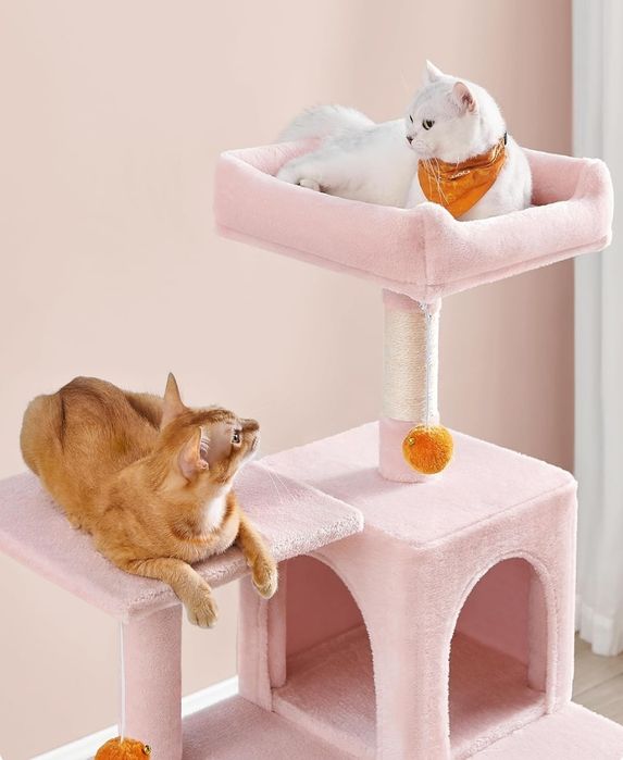 Nowy różowy drapak dla kota duży stabilny i uroczy legowisko domek