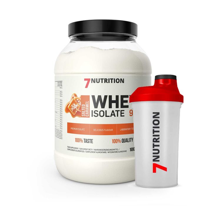 7Nutrition Whey Isolate 90 1kg Izolat Białka WPI + Shaker Słony Karmel