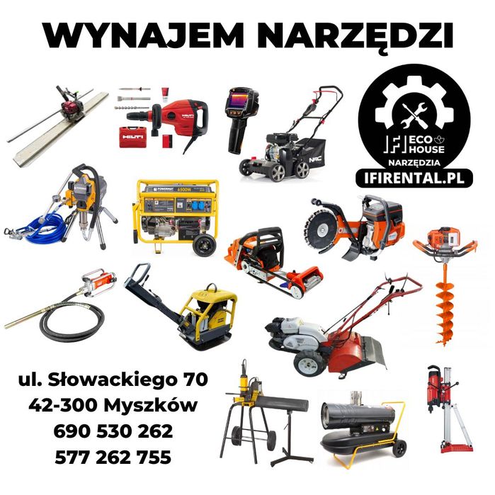Wynajem koparka łyżki wiertnica chwytak glebogryzarka niwelator