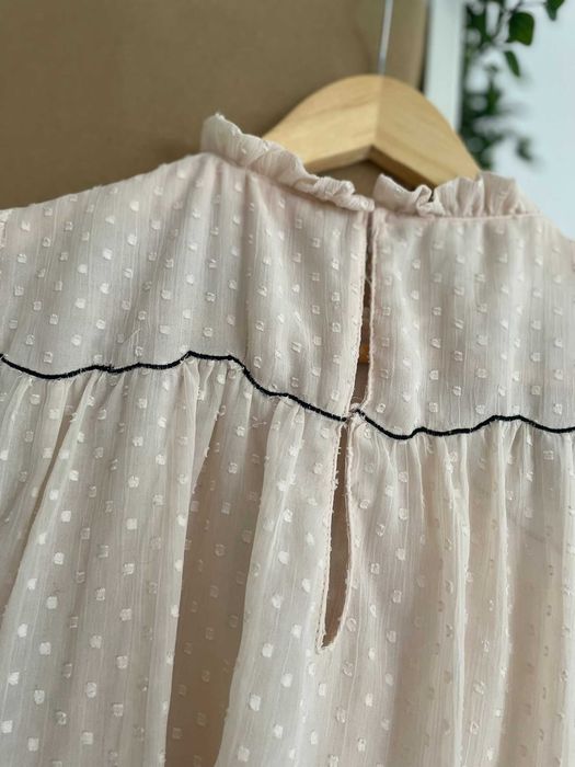 Zara bluzka pudrowy róż cekiny boho elegancka plumeti S 36