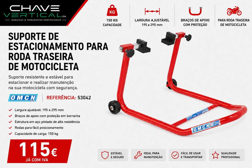 SUPORTE PARA RODA TRASEIRA DE MOTOCICLETA 150 KG LL29