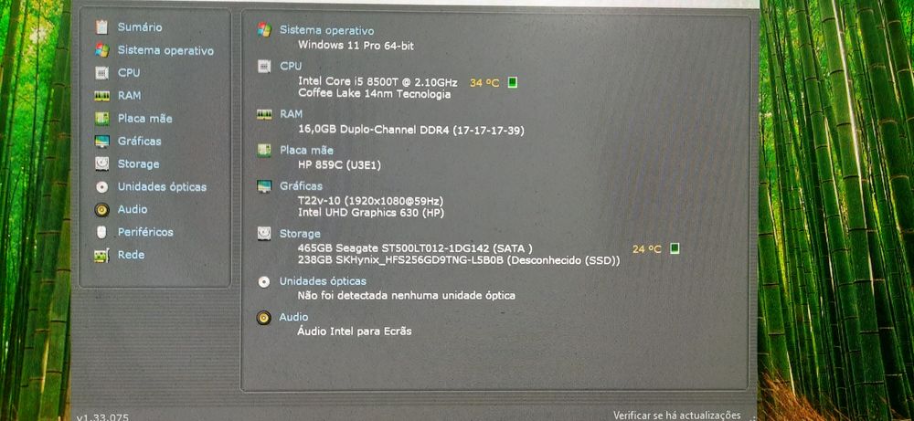 NF.39  Mini-Pç Prodesk 400G4 8ªG|i5.8500T-3.5G|16G|NVMe256+HDD500|5G+BT|W11