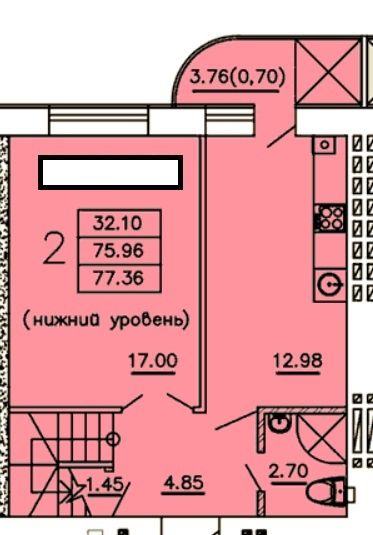 3-комнатная ЖК "Теплый дом". Двухуровневая, дом сдан, 77 кв.м