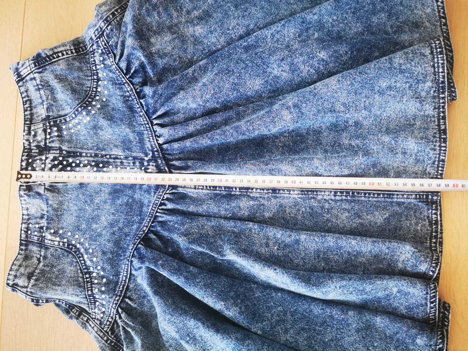 Spódnica jeans vintage wysoki stan dżety drapowana
