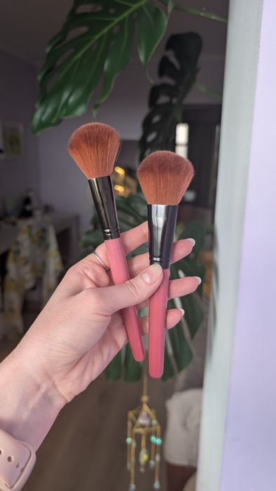 Ціна за 2 шт. Якісні Пензлики для макіяжу. Пензлик для пудри. Браш для мейкапу, пензль для рум'ян.