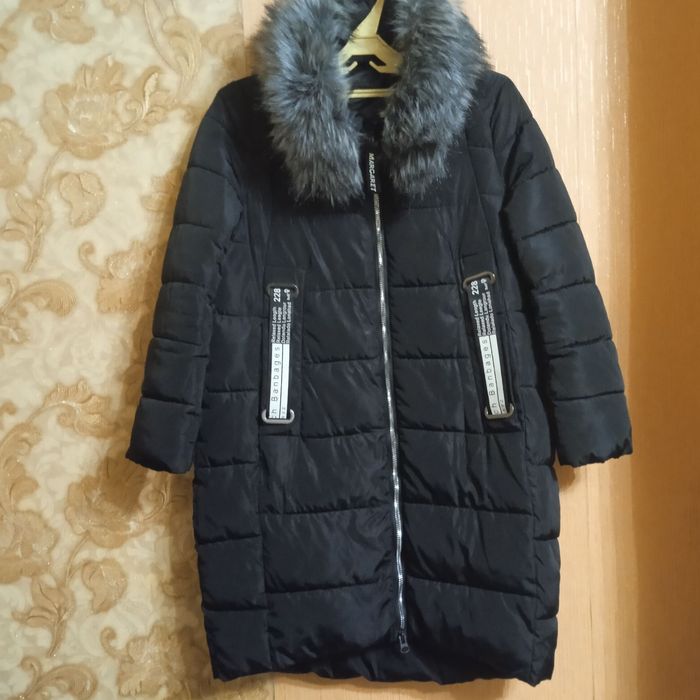 Куртка парка с капюшоном зима мех искусственный XL