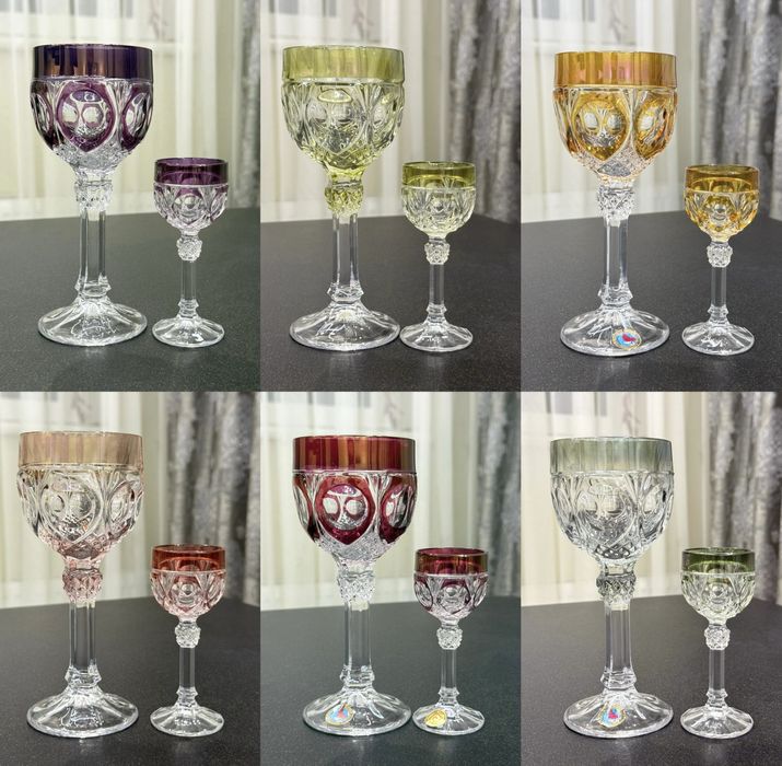 Хрустальные фужеры для вина и рюмки Hofbauer производства GDR Германия