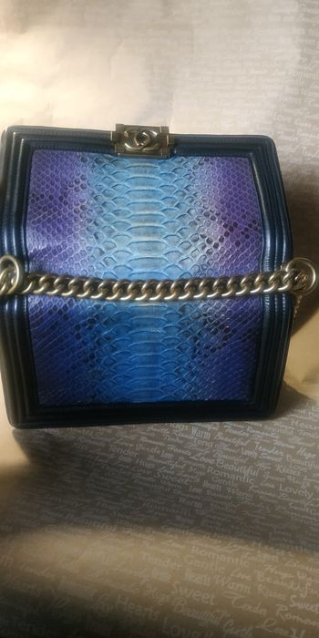 Сумка Chanel boy кожа с питоном рептилия