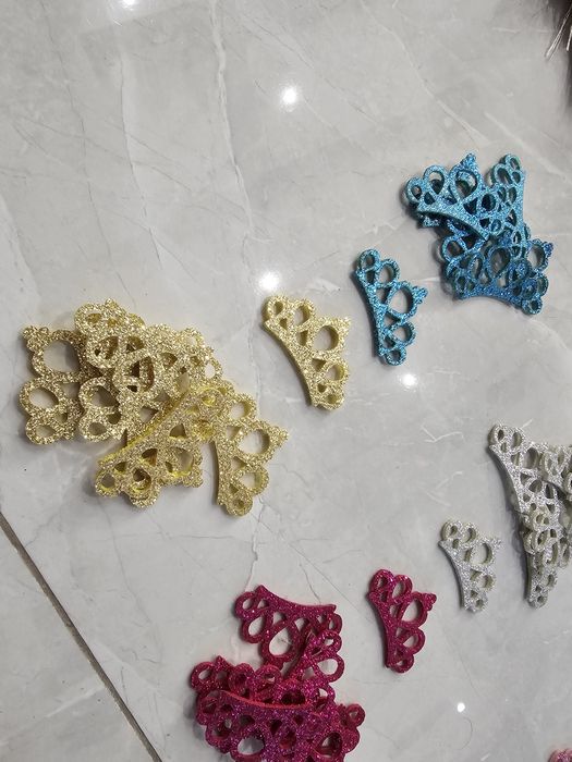 Półfabrykanty do rekodziela handmade aplikacje korony brokat nowe