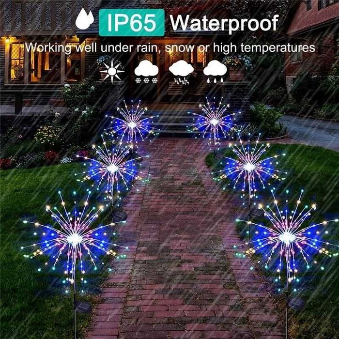 Светодиодный фонарь фейерверк 200 LED Садовый солнечный светильник