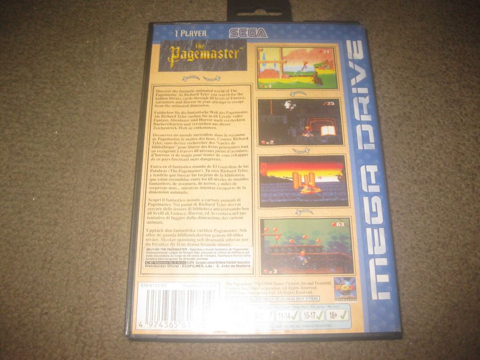 Jogo "The Pagemaster" para Sega Mega Drive