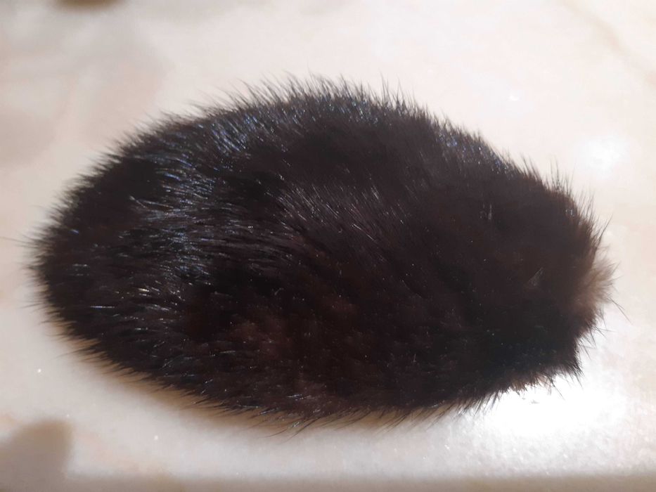 Gancho cabelo vintage, pele vison verdadeira, nunca usado