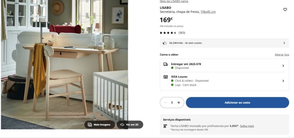 Secretária/Mesa/aparador LISABO, IKEA em bom estado