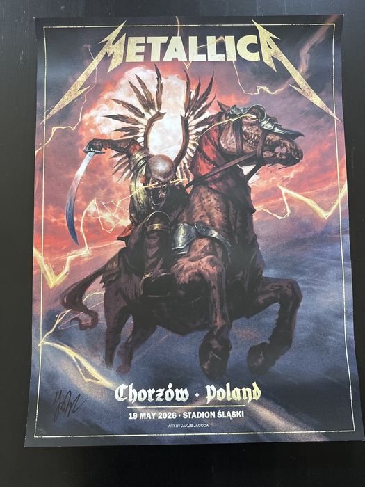 Plakat Metallica 19 Maj 2026 Chorzów Poland Autograf