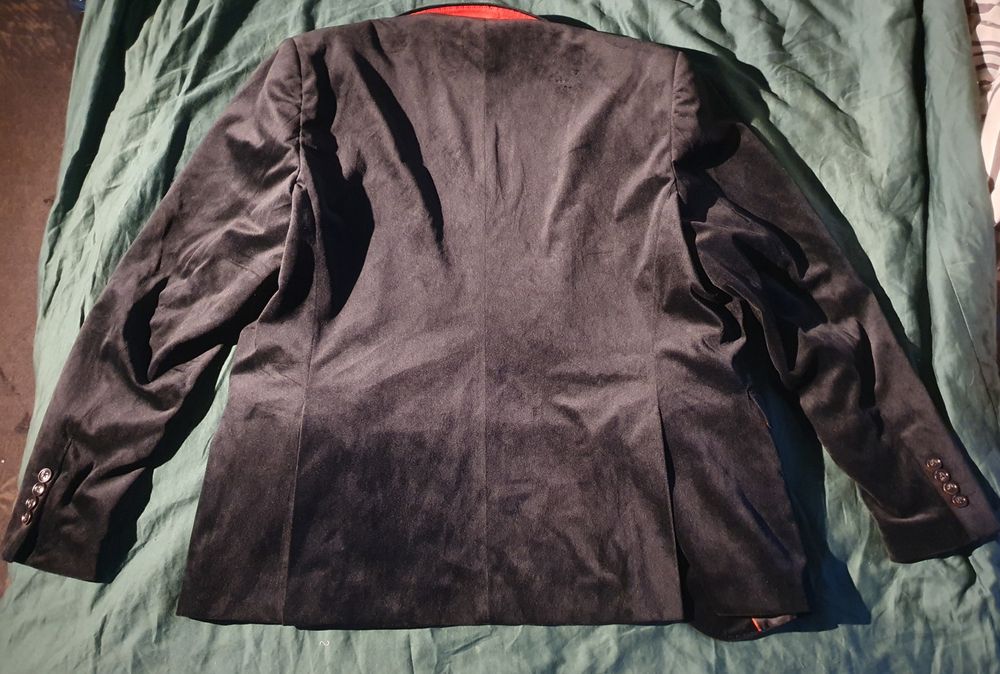 Aksamitna męska marynarka gotycka z podszewką z obrazem i kieszeniami