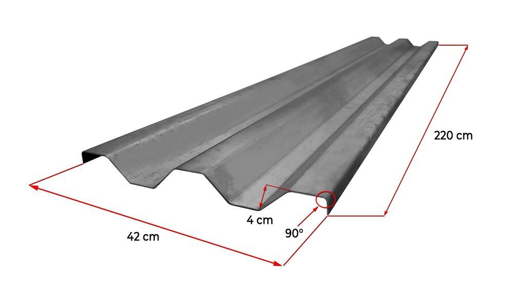 Blacha 2 mm profilowana duży trapez długość 220 cm wysokość 42 cm