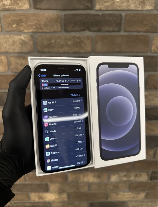 Iphone 12 128 GB Czarny / 100% Kondycji Baterii / Bardzo Dobry Stan