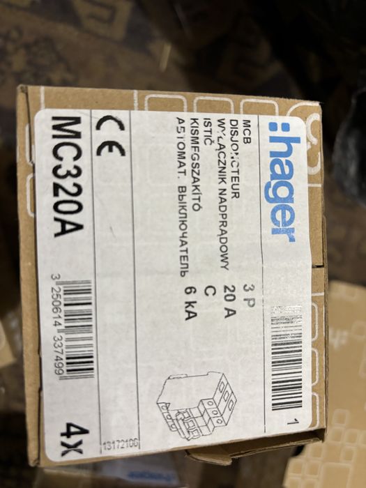 Автоматы HAGER 20, 25 А 3 фанные