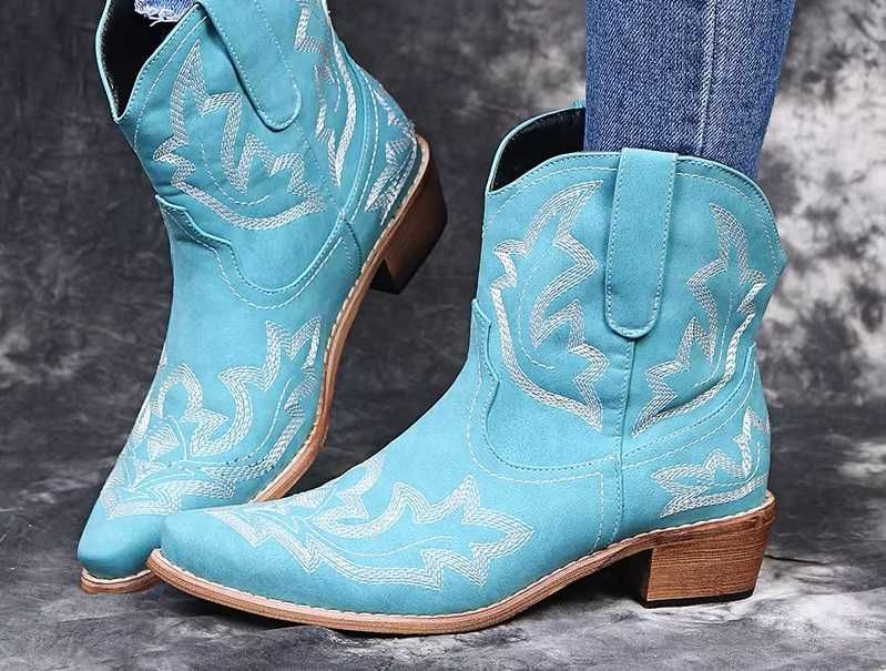 Kowbojki Krótkie Western Haftowane