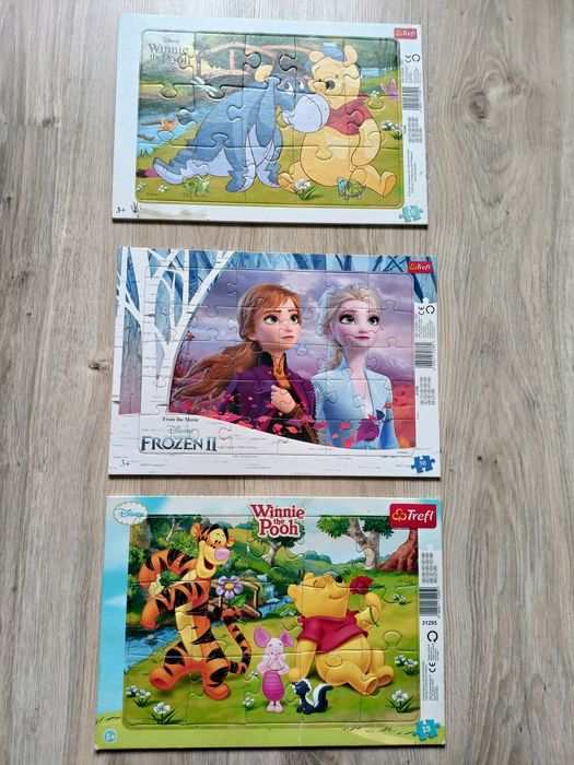 Puzzle 6 zestawów, Kubuś Puchatek, Elsa, Psi patrol