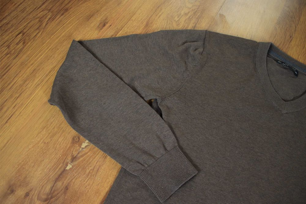Sweter Esprit r. S brązowy dekolt v bawełniany męski